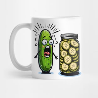 Funny Pickle Surprise A Cucumber And A Jar Of Sliced Pickles Mug